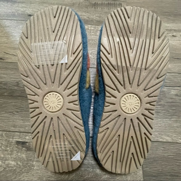 UGG MEN FLUFF YOU STRIPES MARINA BLUE FAUX FUR SLIPPERS US 8 NEW main image 6
